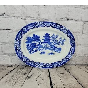 Antique China Platter Willow Pattern by Royal Worcester